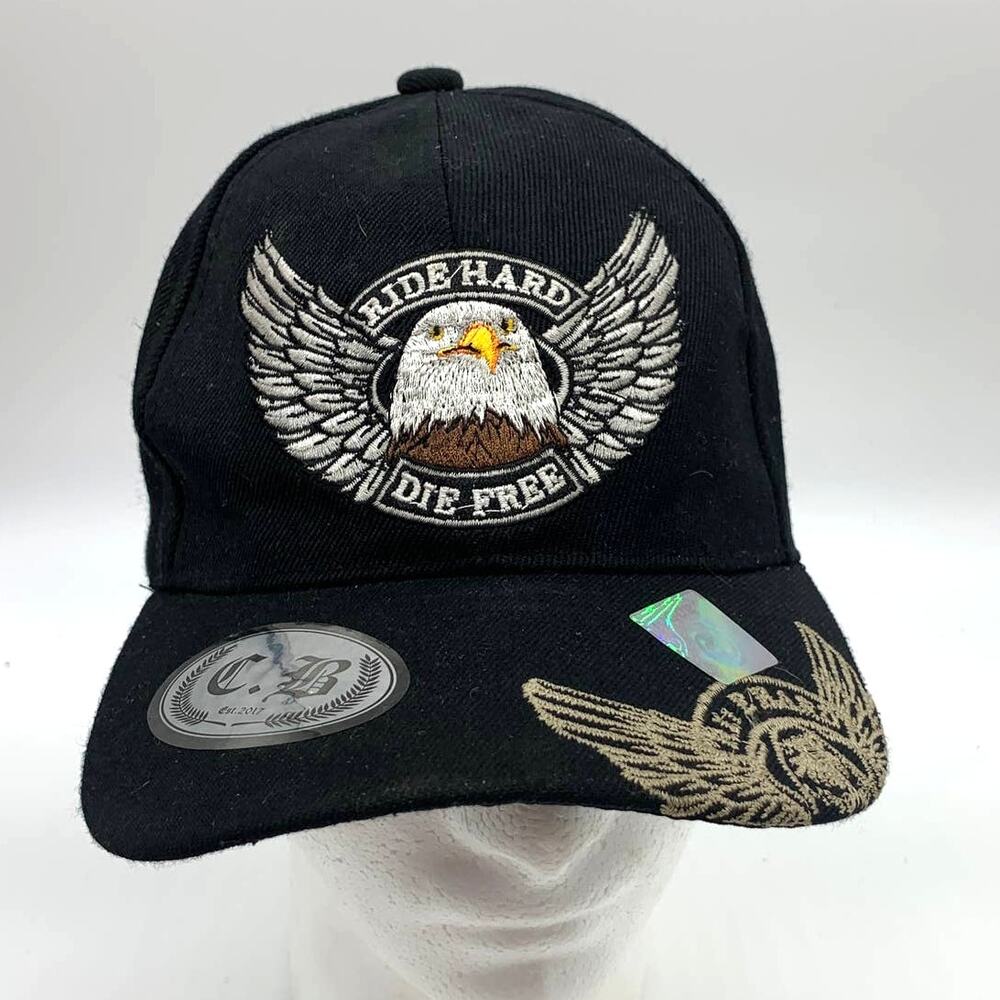 Capbai Ride Hard Die Free Motorcycle Cap One Size Fit All Black Color
